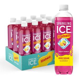 imageSparkling Ice STARBURST Orange Zero Sugar Flavored Sparkling Water with Vitamins and Antioxidants Low Calorie Beverage 17 fl oz Bottles Pack of 12Fruit Punch