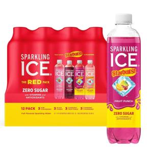 imageSparkling Ice STARBURST Orange Zero Sugar Flavored Sparkling Water with Vitamins and Antioxidants Low Calorie Beverage 17 fl oz Bottles Pack of 12Red Pack