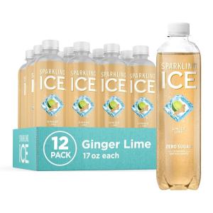 imageSparkling Ice Ginger Lime Sparkling Water Zero Sugar Flavored Water with Vitamins and Antioxidants Low Calorie Beverage 17 fl oz Bottles Pack of 12